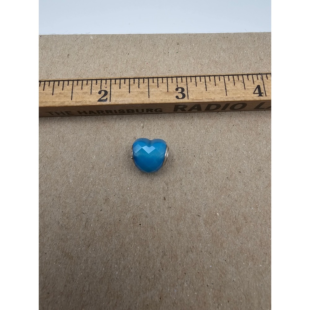 Pandora Turquoise Faceted Heart Charm 791045TQ Sterling Silver Retired Bead